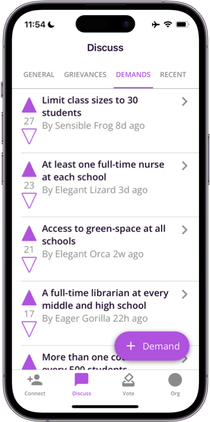 Screenshot of the Organize app